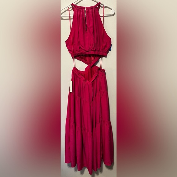 NWT Moon River Women's Pink Halter Neck Cut-Out Midi Dress Size L - Picture 3 of 9